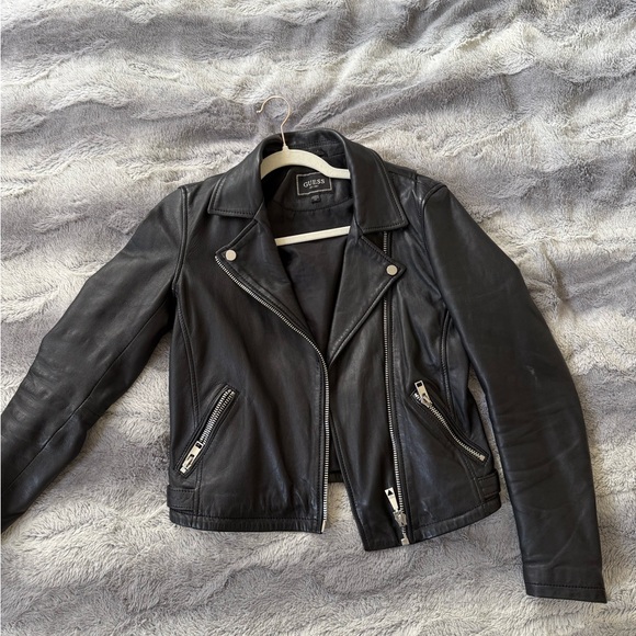 Guess Back Biker Leather Jacket XS - Picture 1 of 9